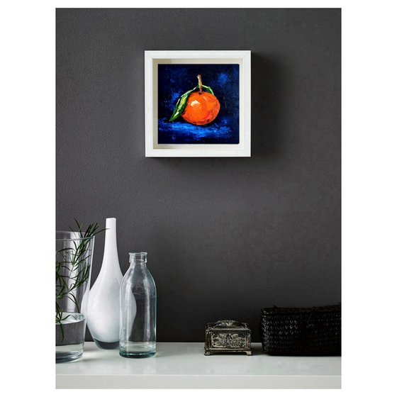 Tangerine Painting Fruit Original Art Orange Small Artwork Citrus Wall Art