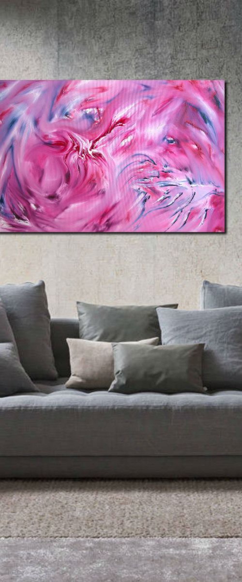 Rose without thorns - 90x60 cm, Original abstract painting, oil on canvas by Davide De Palma