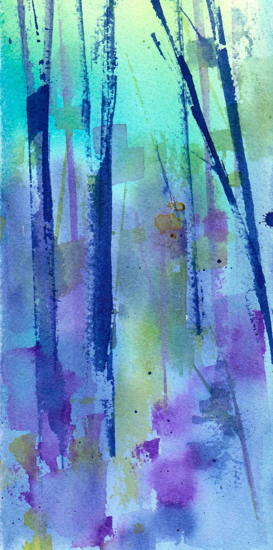 Bluebell wood original abstract painting