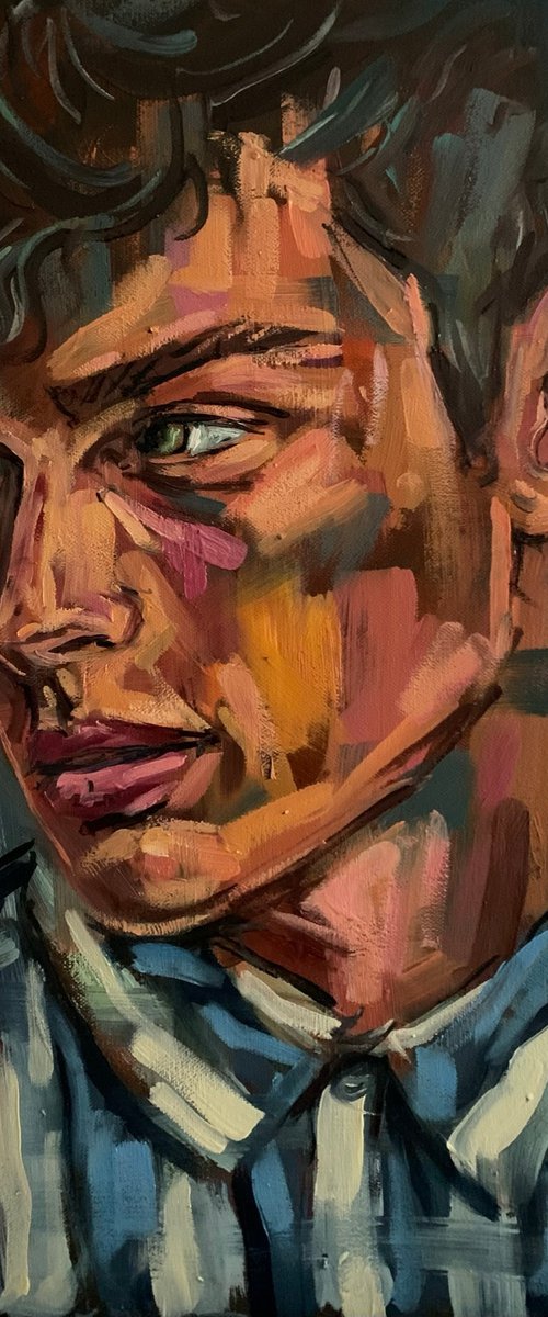 Male portrait man face gay queer oil painting by Emmanouil Nanouris