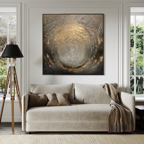 Gold And Green Abstract Painting – Gold Sage