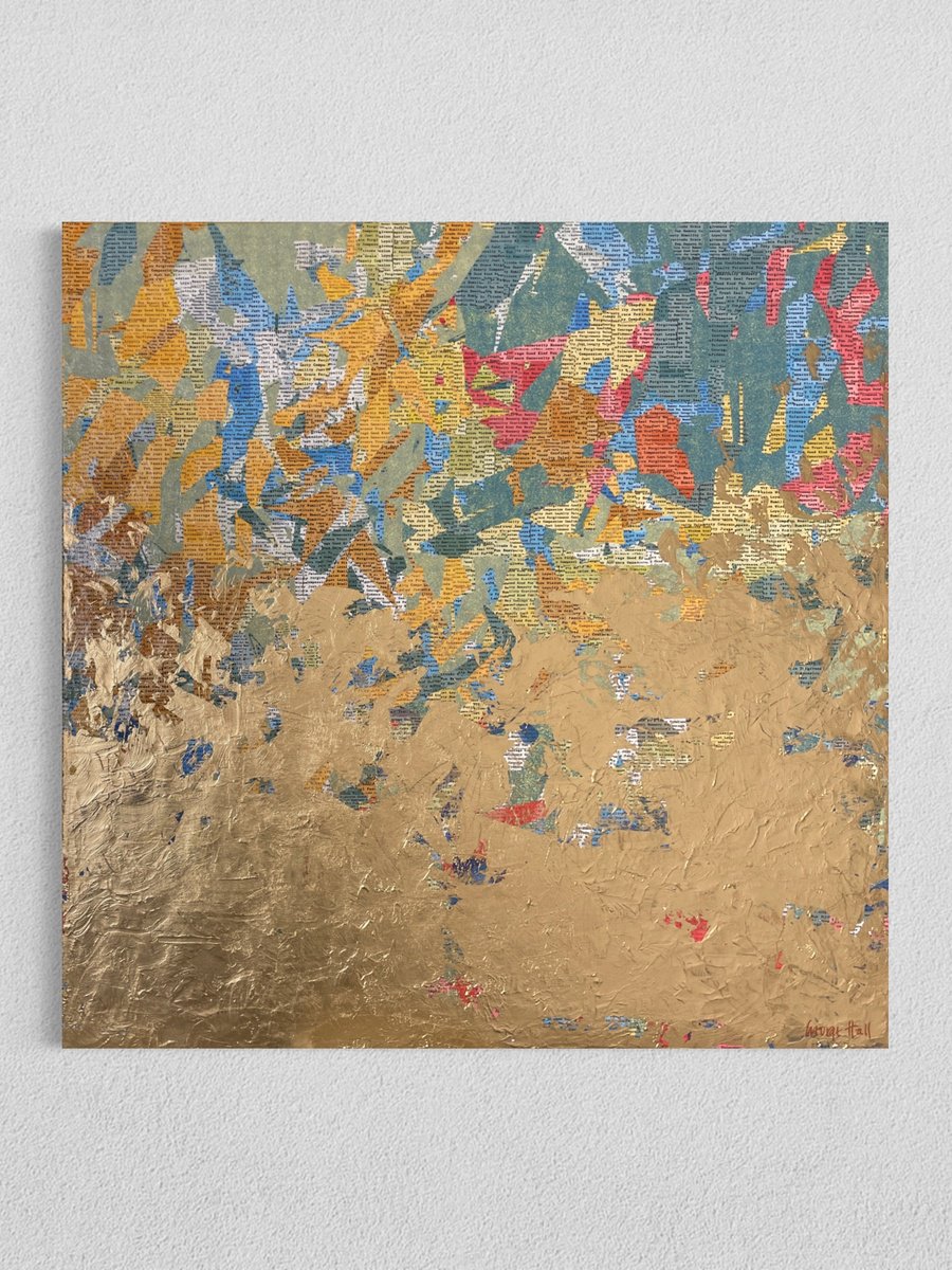 Abstract Painting By George Hall, 30 X 30, Positive News B, Original Artwork