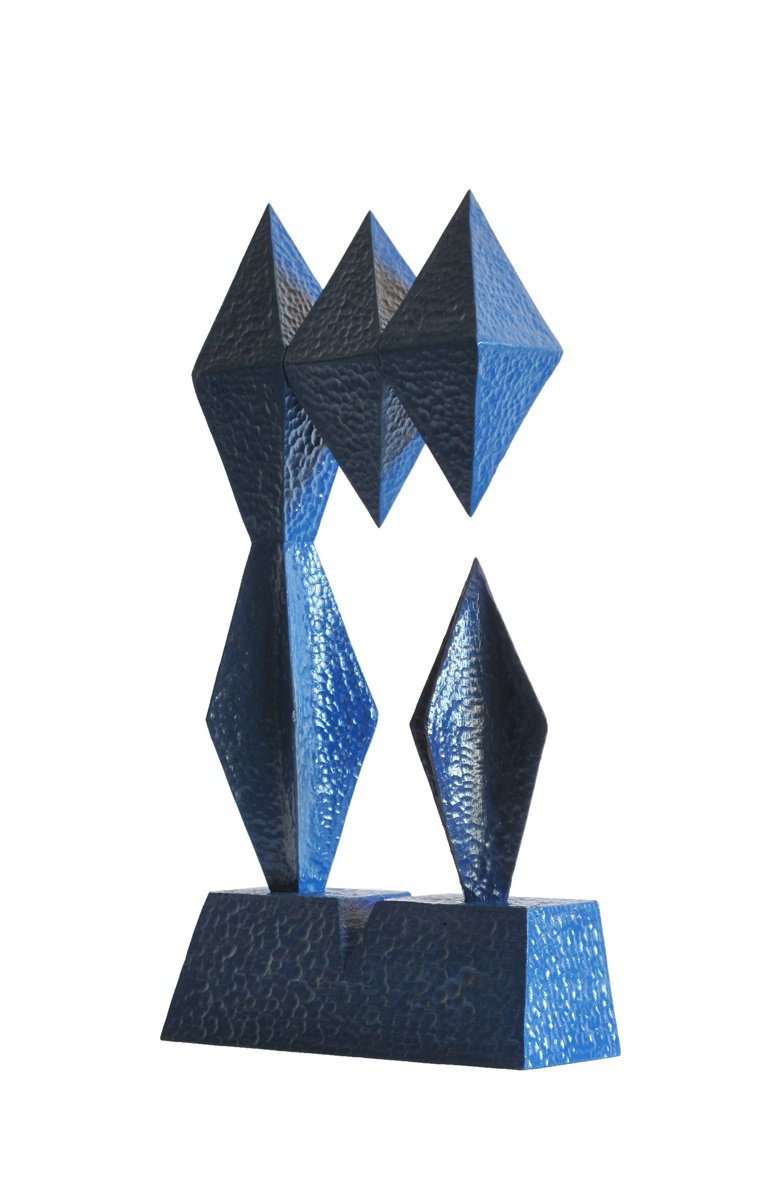 Geometric Abstract Wood Sculpture By Nikola Tsvetanov, 8 X 14", "Cherubim Ii", Original Artwork