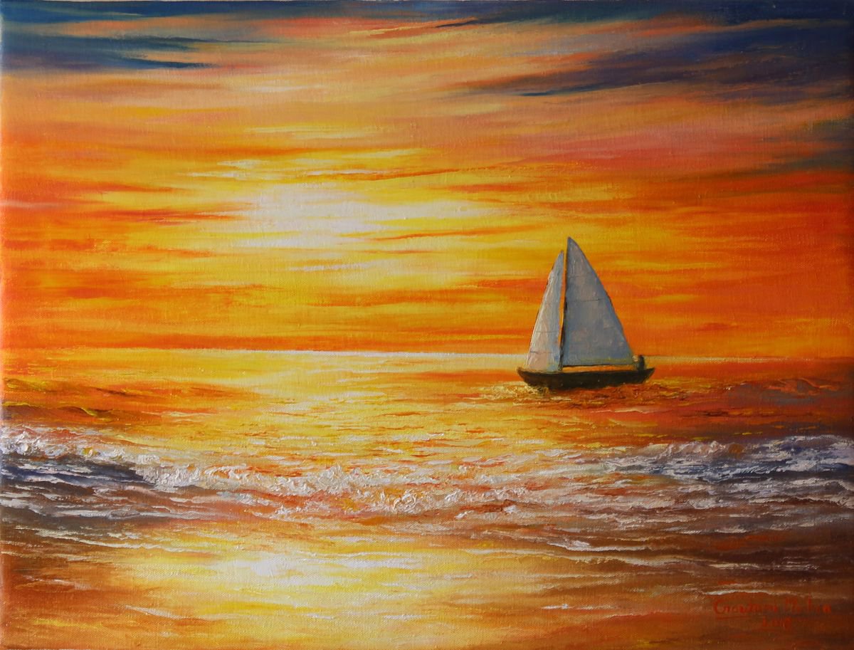Sunset at Sea by Goutami Mishra