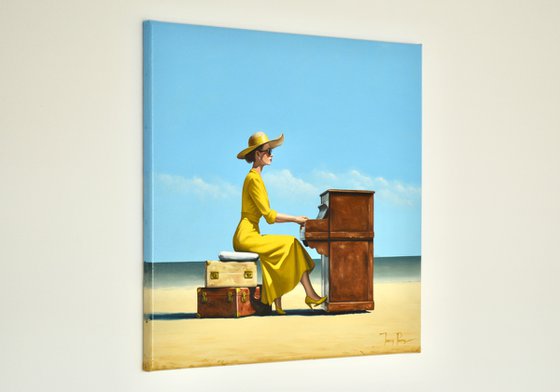 Two Valises, a Piano and a cushion