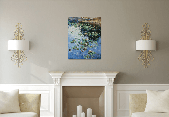 Water lilies Original Oil painting 70 x 90 cm FREE SHIPPING