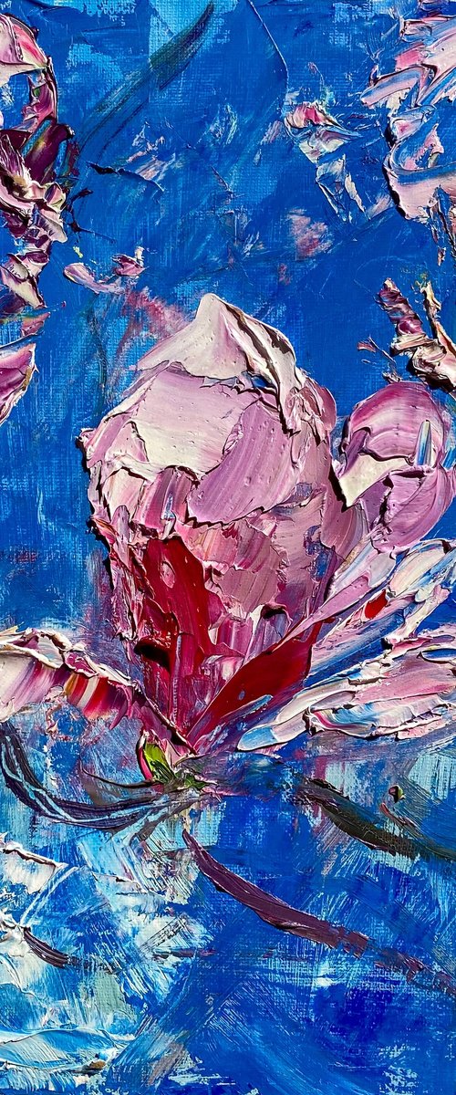 Magnolia Blossom Oil Painting by Mily Art