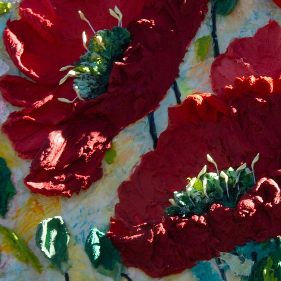 Three-Dimensional Poppies: An Impasto Creation