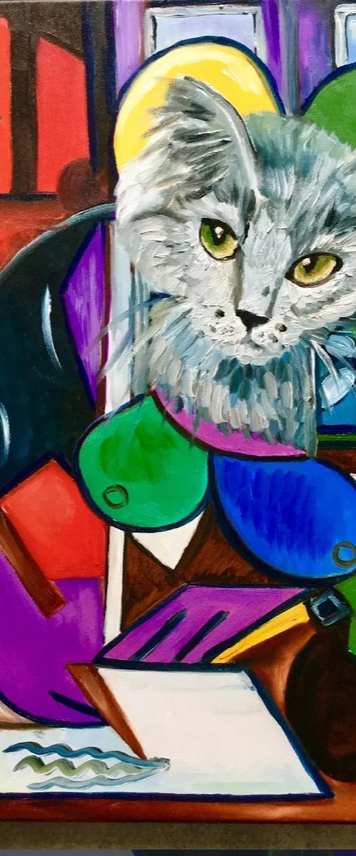 Cat writing a letter picasso by Olga Koval