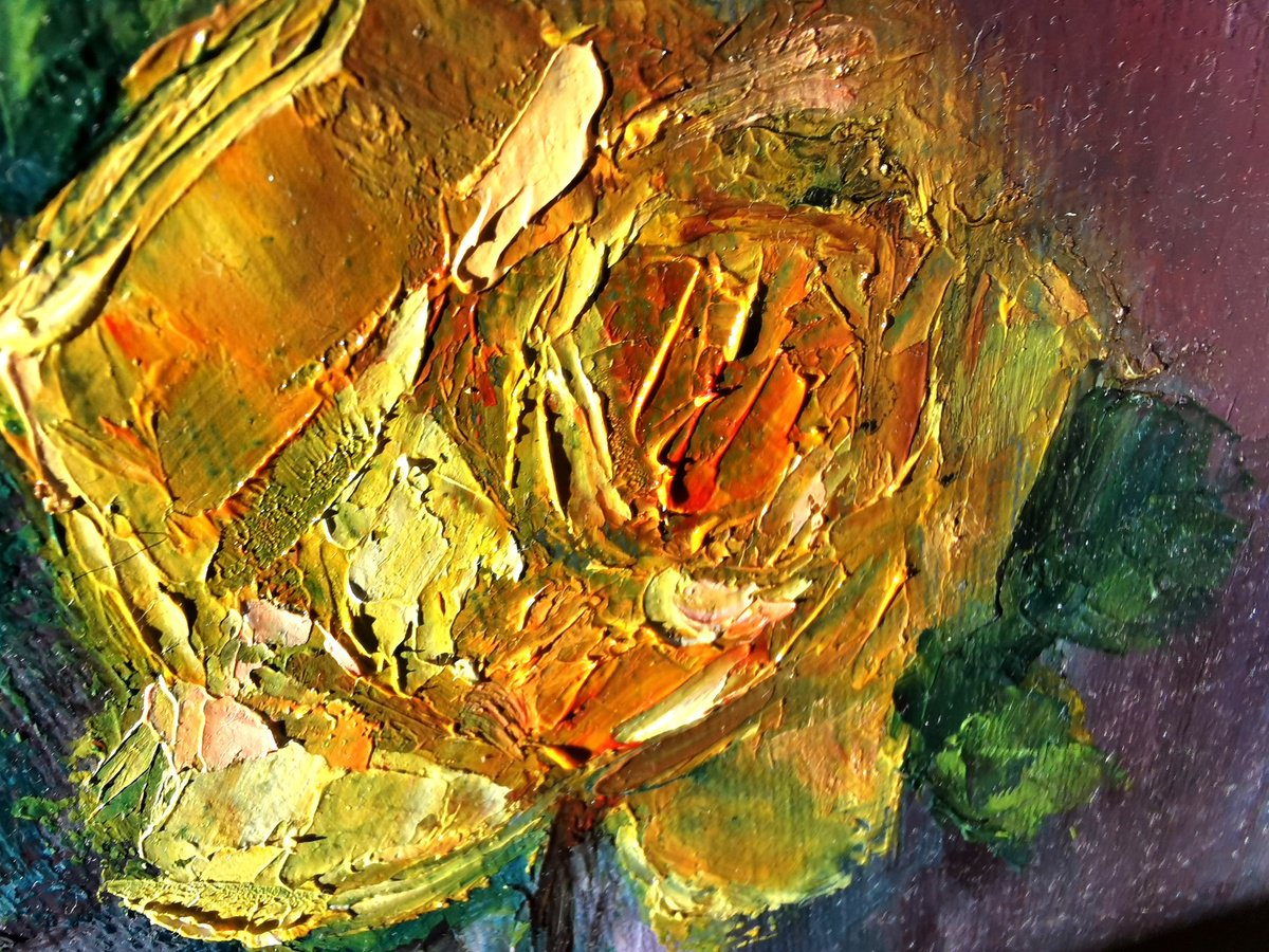 Yellow Roses painting Oil painting by Elvira Hilkevich | Artfinder