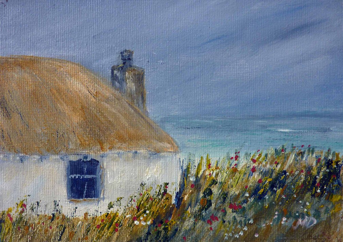 An Old Thatched Stonehouse by Margaret Denholm