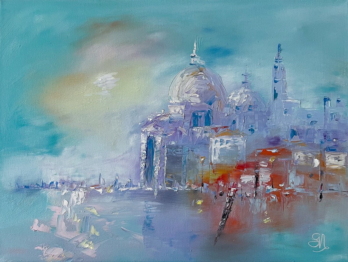 Expressive Cityscapes Oil Painting By Simona Nedeva, 16 X 12", You Are The Temple, Original Artwork
