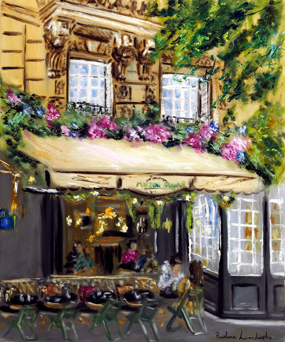 Impressionistic Cityscapes Oil Painting By Ruslana Levandovska, 20 X 24", Maison Sauvage - Spring, Original Artwork