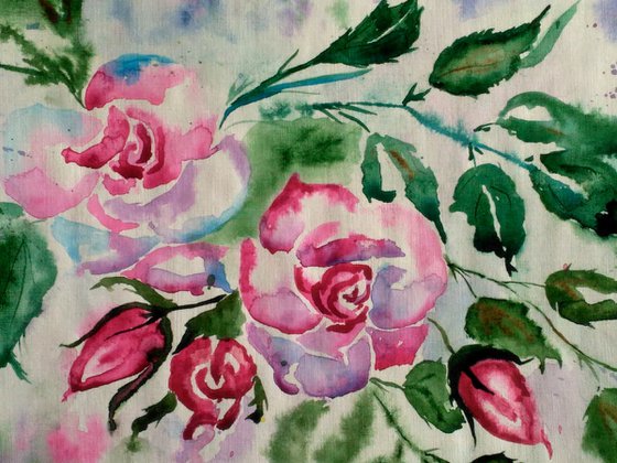 Roses original watercolor painting