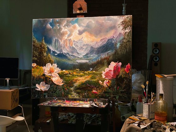 Landscape with flowers