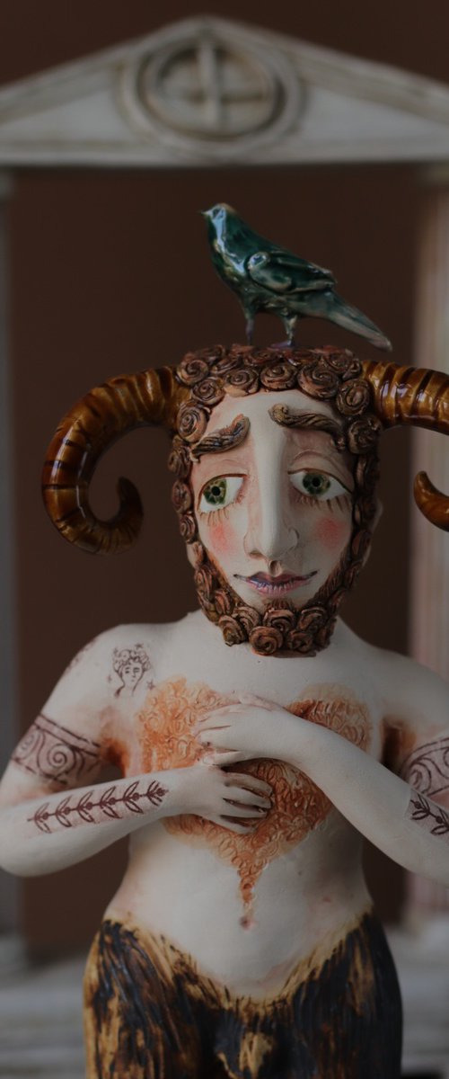 Faun with a bird. by Elya Yalonetski