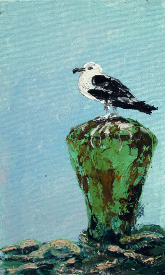 Seagull... framed / FROM MY SERIES FROM MY SERIES "MINI PICTURE" / ORIGINAL PAINTING