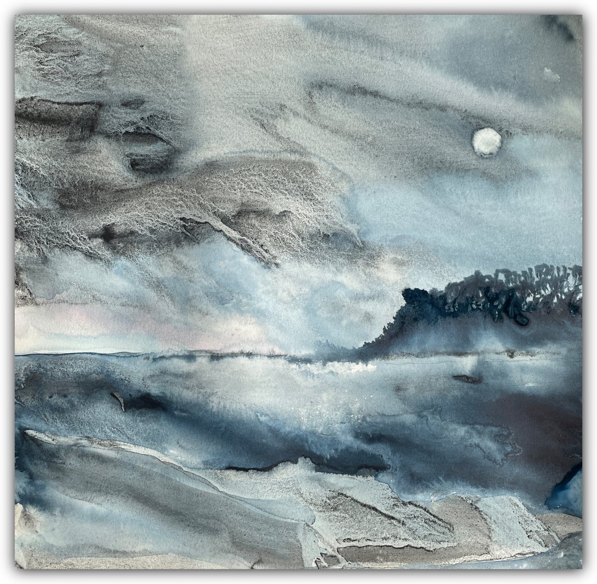 Abstract Landscape Watercolour By Gesa Reuter, 12 X 12, Mysteryland, Original Artwork