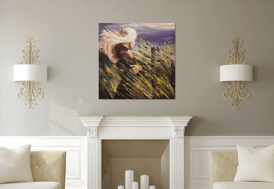 "Nord Wind"Original oil painting on canvas,large format 100x100x3 cm