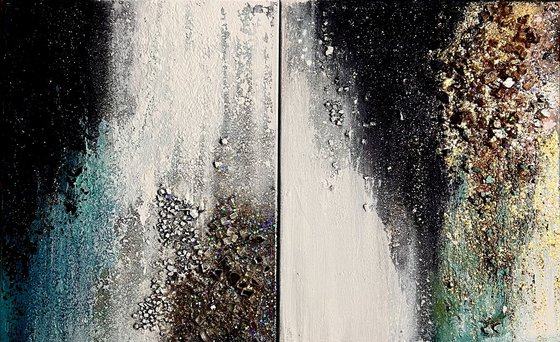 Cascade d'lamour glitter and glass textured painting