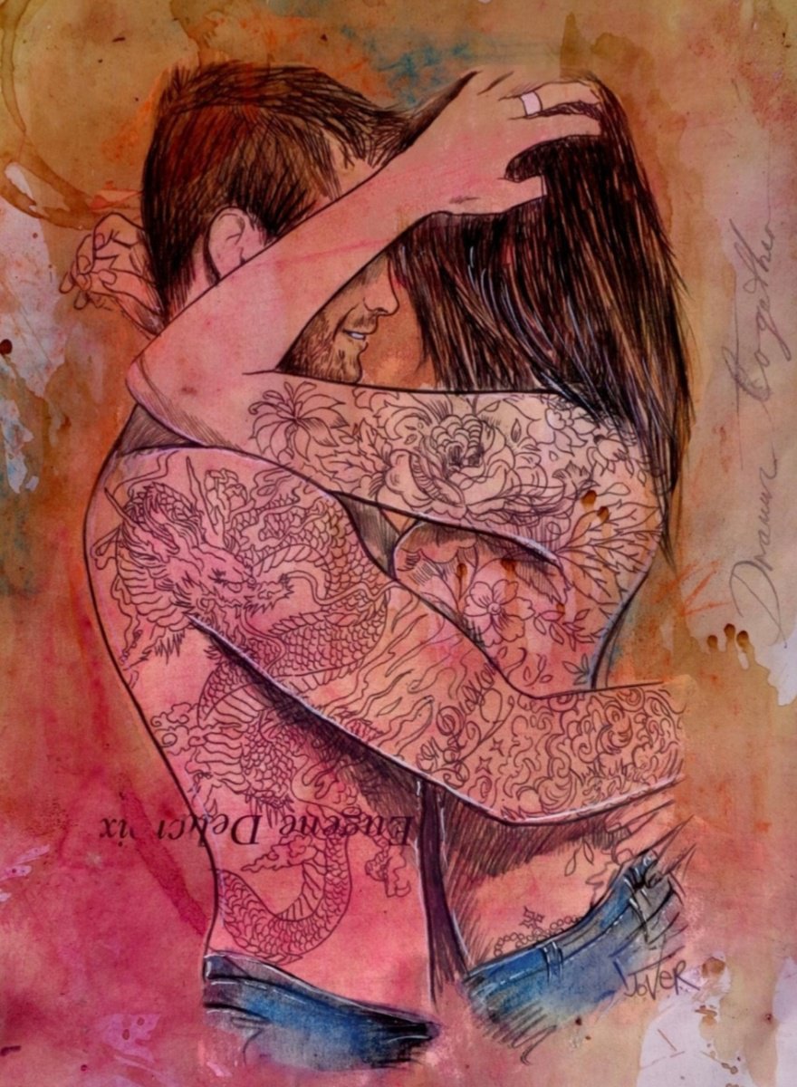 Impressionistic Ink Drawing , Drawn Together By Loui Jover, 9 X 13, Artwork For Sale On Artfinder