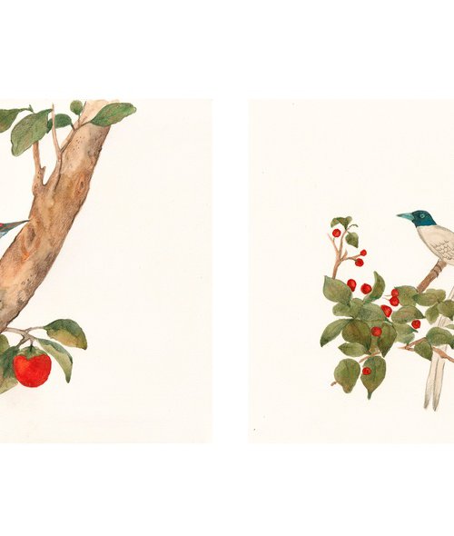 Set of 2 Songbirds on a Branch by Irina Anis