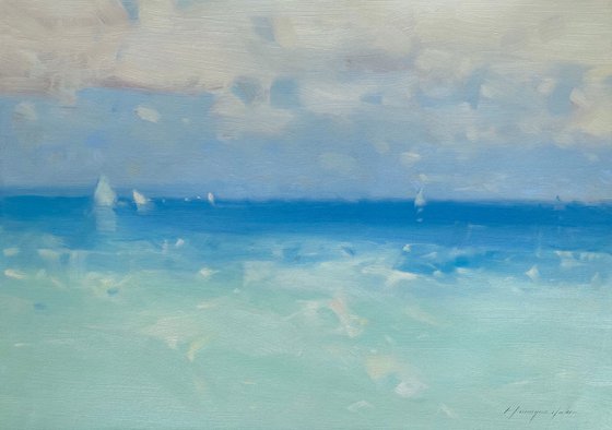 Coastal, Original oil painting, Handmade artwork, One of a kind