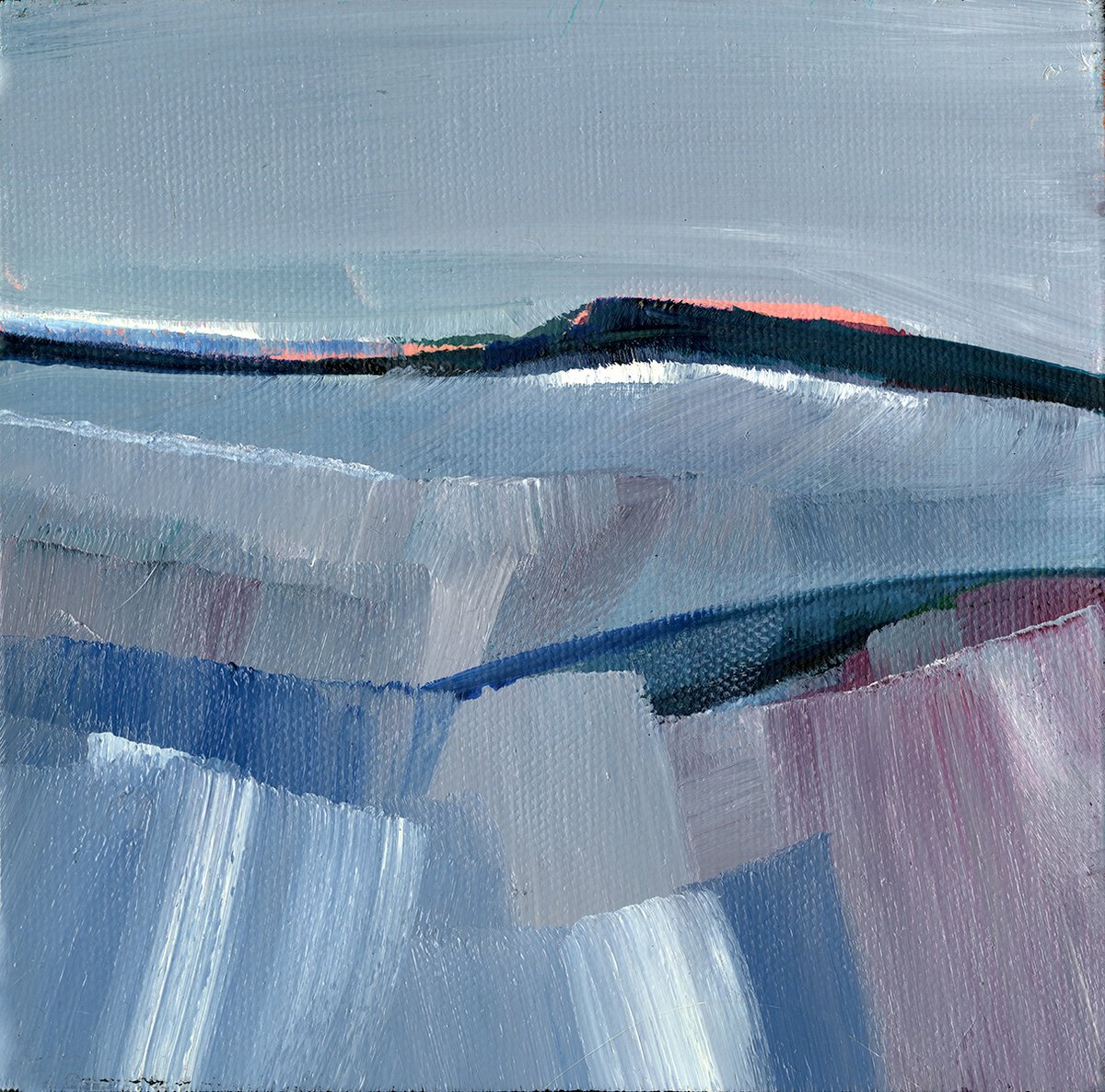 Abstract Landscape Oil Painting By Kathy Morton Stanion, 6 X 6", A Mystic Place 13, Original Artwork