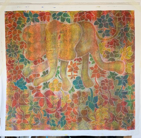 Elephant on meadow
