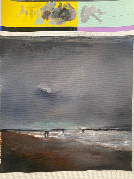 Before warm rain 28X28 cm in gypsum black mat frame oil painting by Elena Troyanskaya