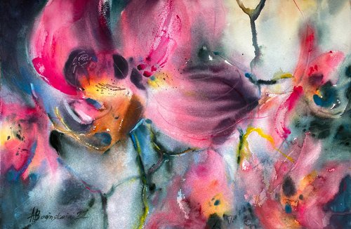 The flower (Orchids 11) - floral watercolor by Anna Boginskaia