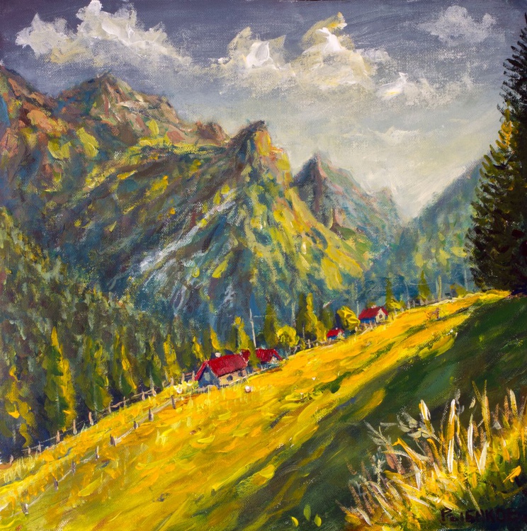 Houses In The Mountains Of Switzerland Origina Artfinder