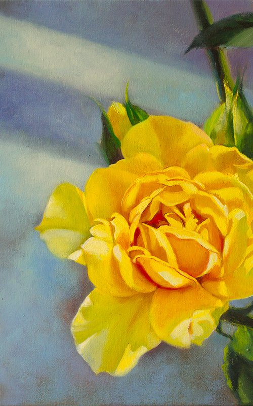"Towards"  rose flower  liGHt original painting  GIFT (2018) by Anna Bessonova (Kotelnik)