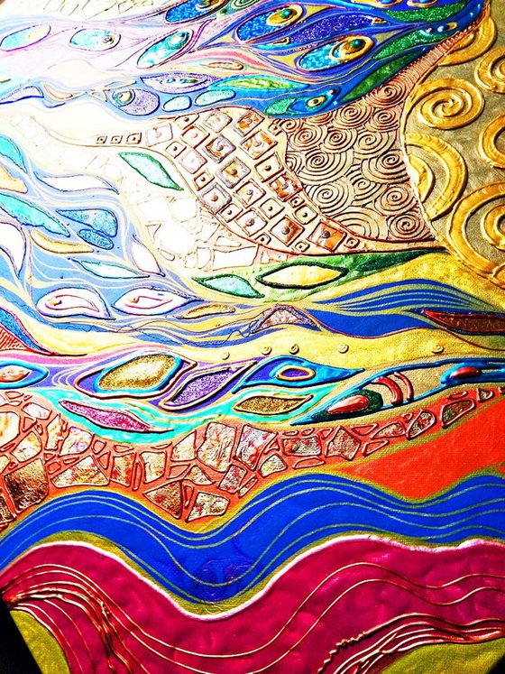 Green purple golden abstract