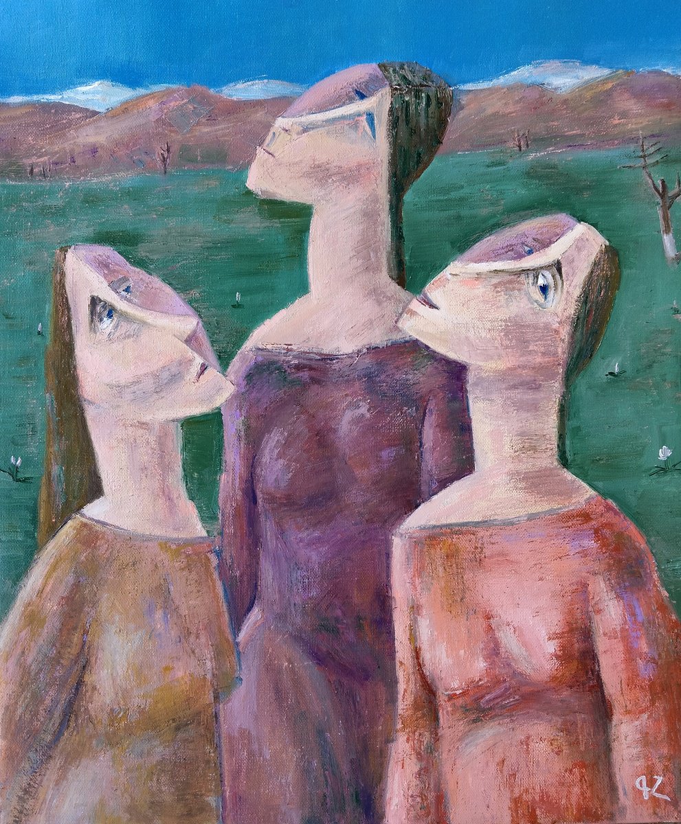 Expressive Portrait Oil Painting By Gegham Hunanyan, 20 X 24, Longing Toward The Sky, Original Artwork