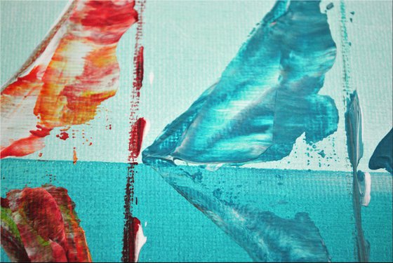 Turquoise Summer  - Abstract Art - Acrylic Painting - Canvas Art - Framed Painting - Abstract Sea Painting - Ready to Hang