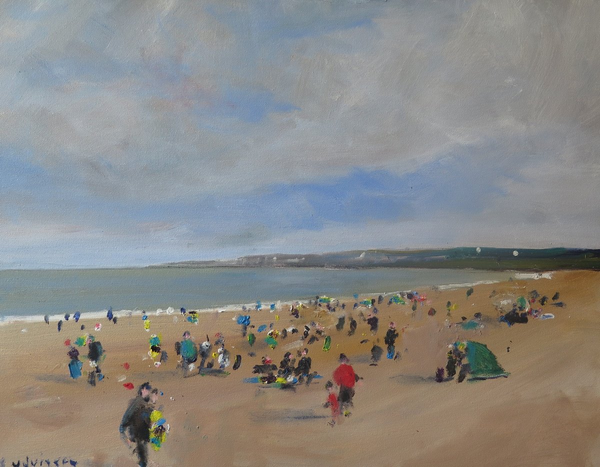 Filey Beach By Malcolm Ludvigsen, 24 X 18, Artwork For Sale On Artfinder
