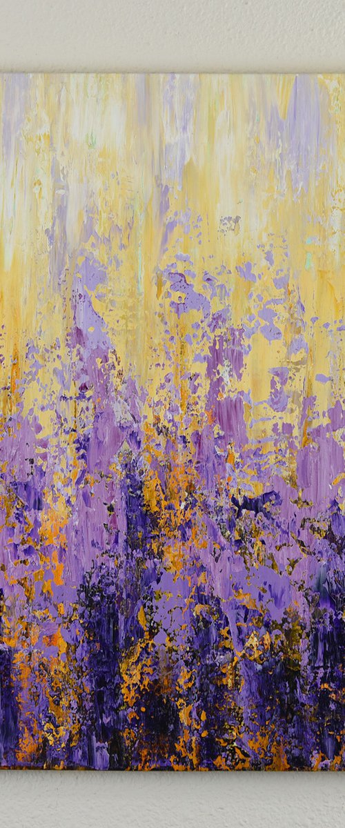 Lavender Field - Textured Abstract Floral Painting by Suzanne Vaughan