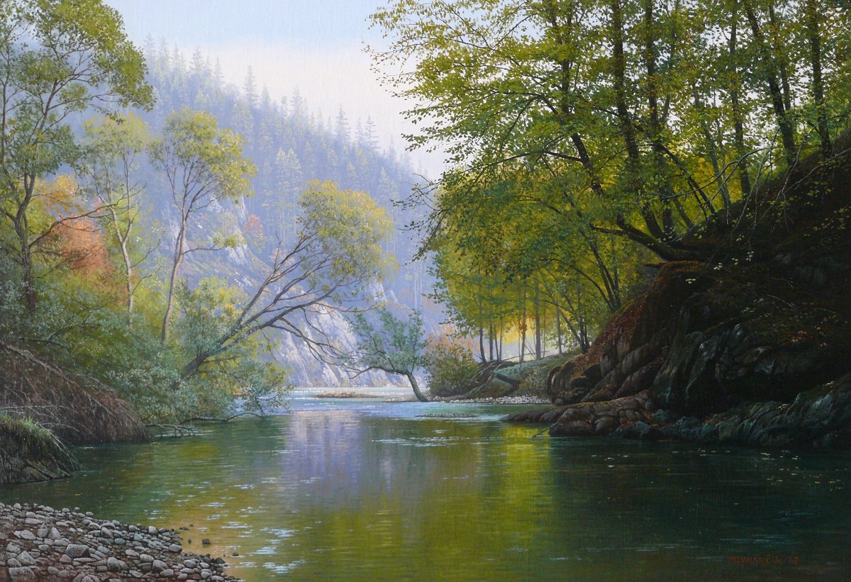 A bay of a mountain river by Mlynarcik Emil