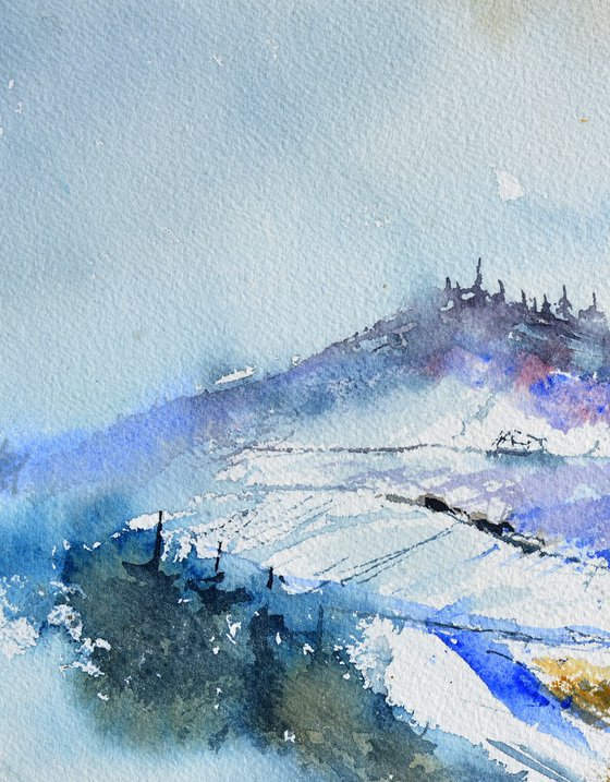 winter hills -watercolor