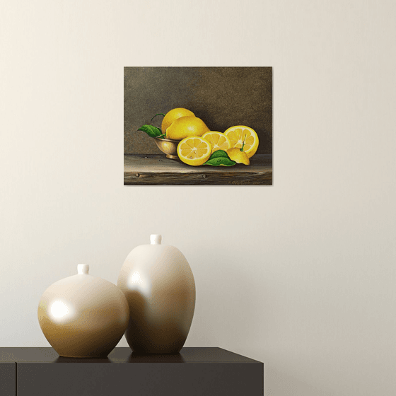 Still life-lemons (24x30cm, oil painting, ready to hang)