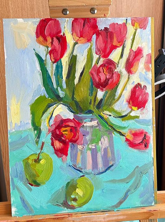 Still life with tulips