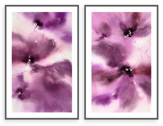 Poppy flowers diptych