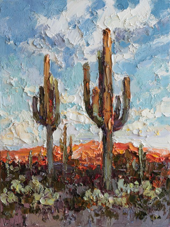 Saguaros at Sunset