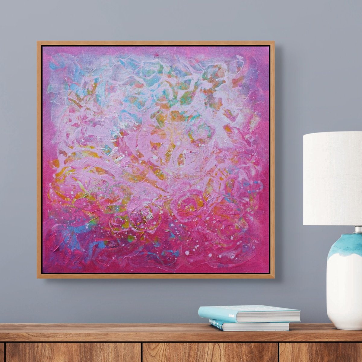 Organic Botanical Acrylic Painting By Sage Mountain Studio, 24 X 24", I Dreamed Of Roses, Original Artwork