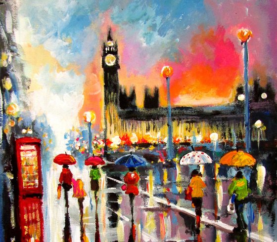 London in the rain