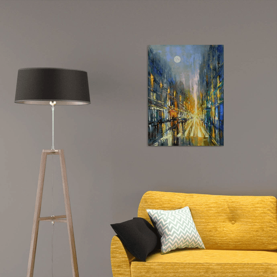 "Night city lights" - Original art