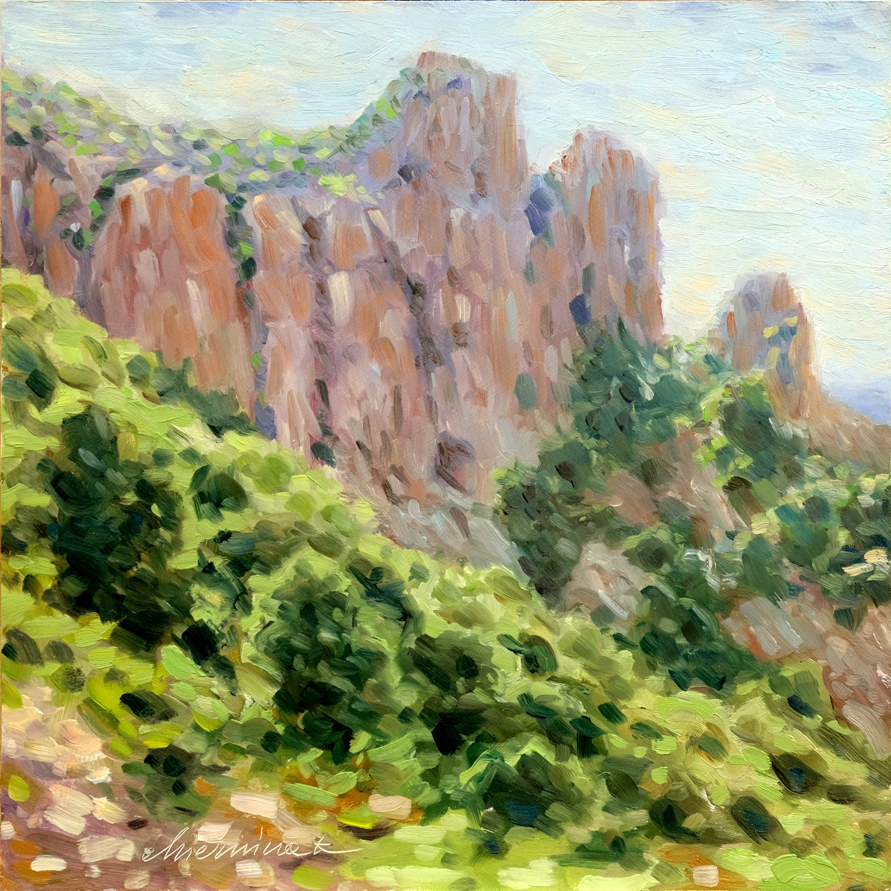 Impressionistic Landscape Oil Painting By Richard Mierniczak, 12 X 12", L