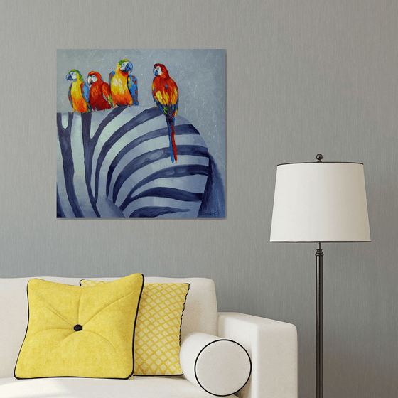 Parrots on Zebra