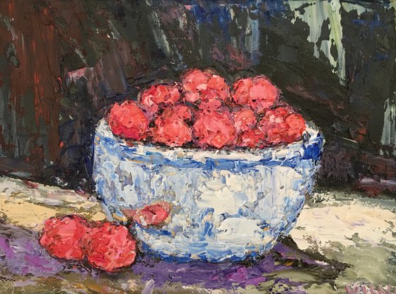 Still life with raspberries